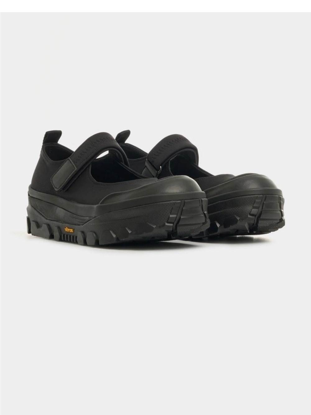 AMOMENTO Black Vibram Mary Jane Loafers.